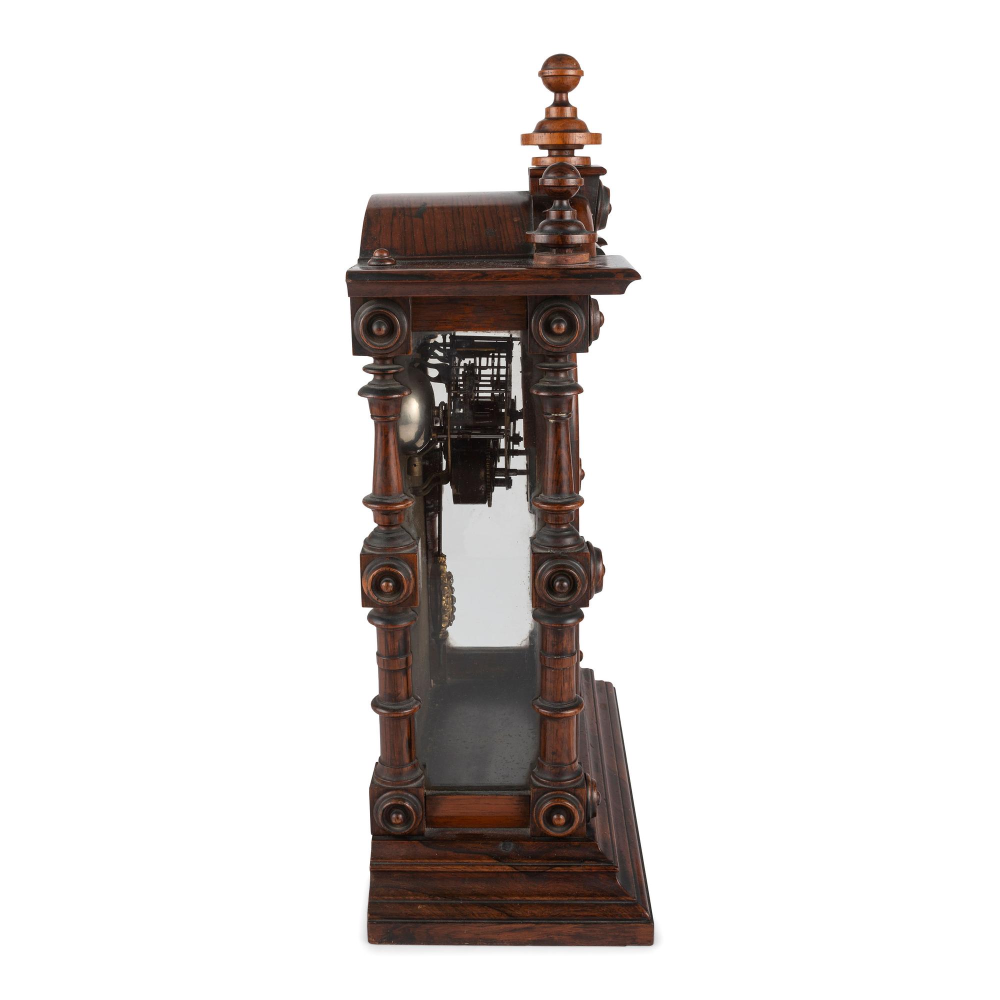 A Carved Rosewood Welch 'Patti VP' Shelf Clock