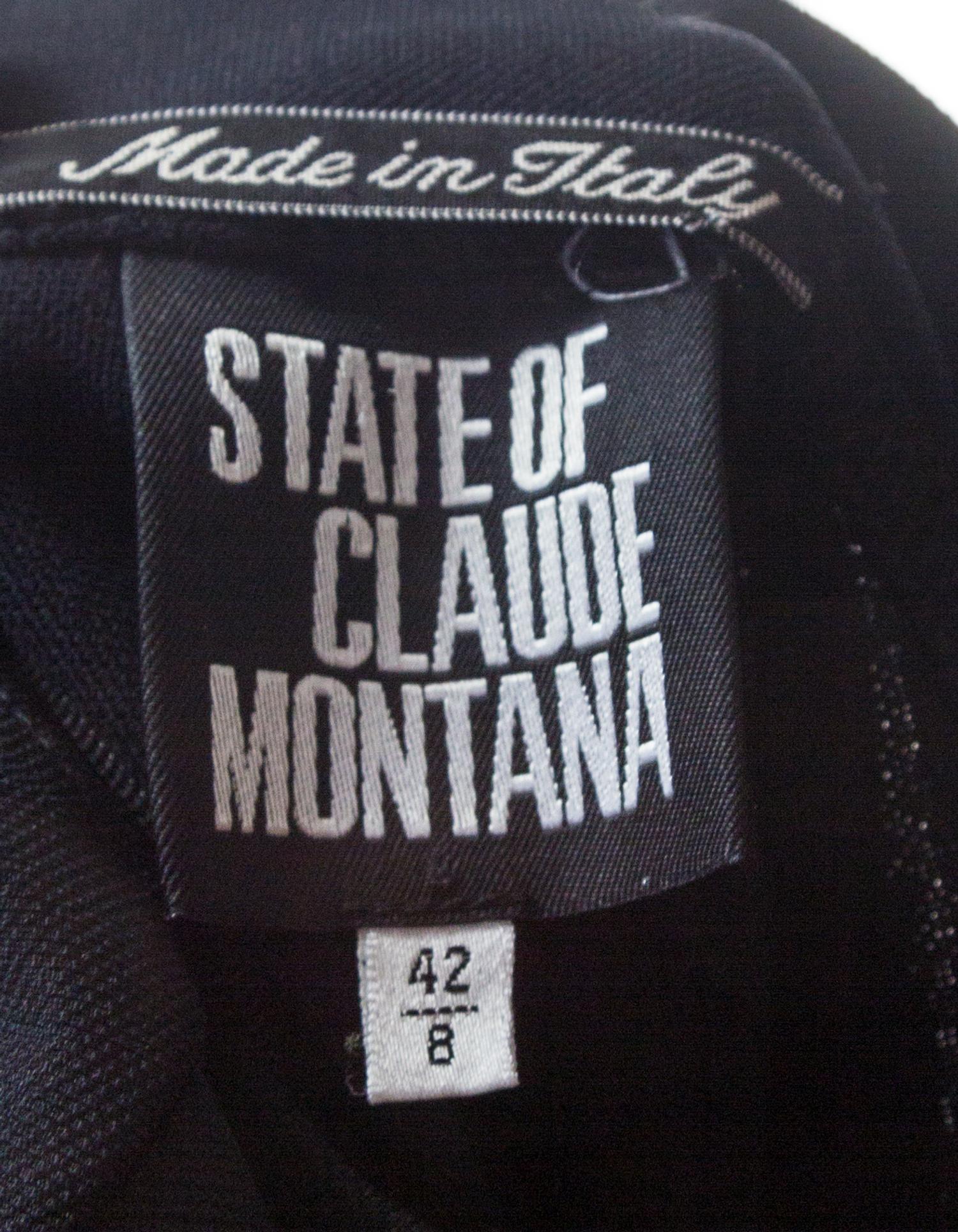 A Claude Montana Black Stretch Dress, Size 8.
