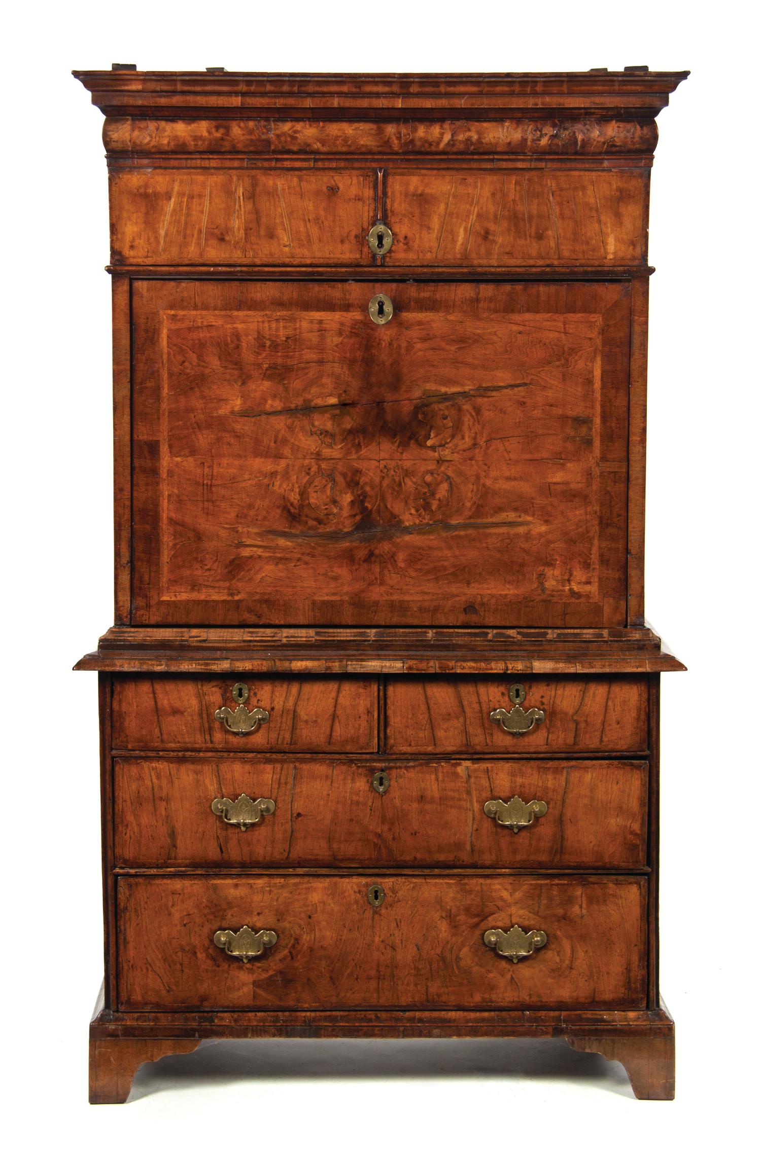 A Queen Anne Burl Walnut Secretary — 18TH CENTURY