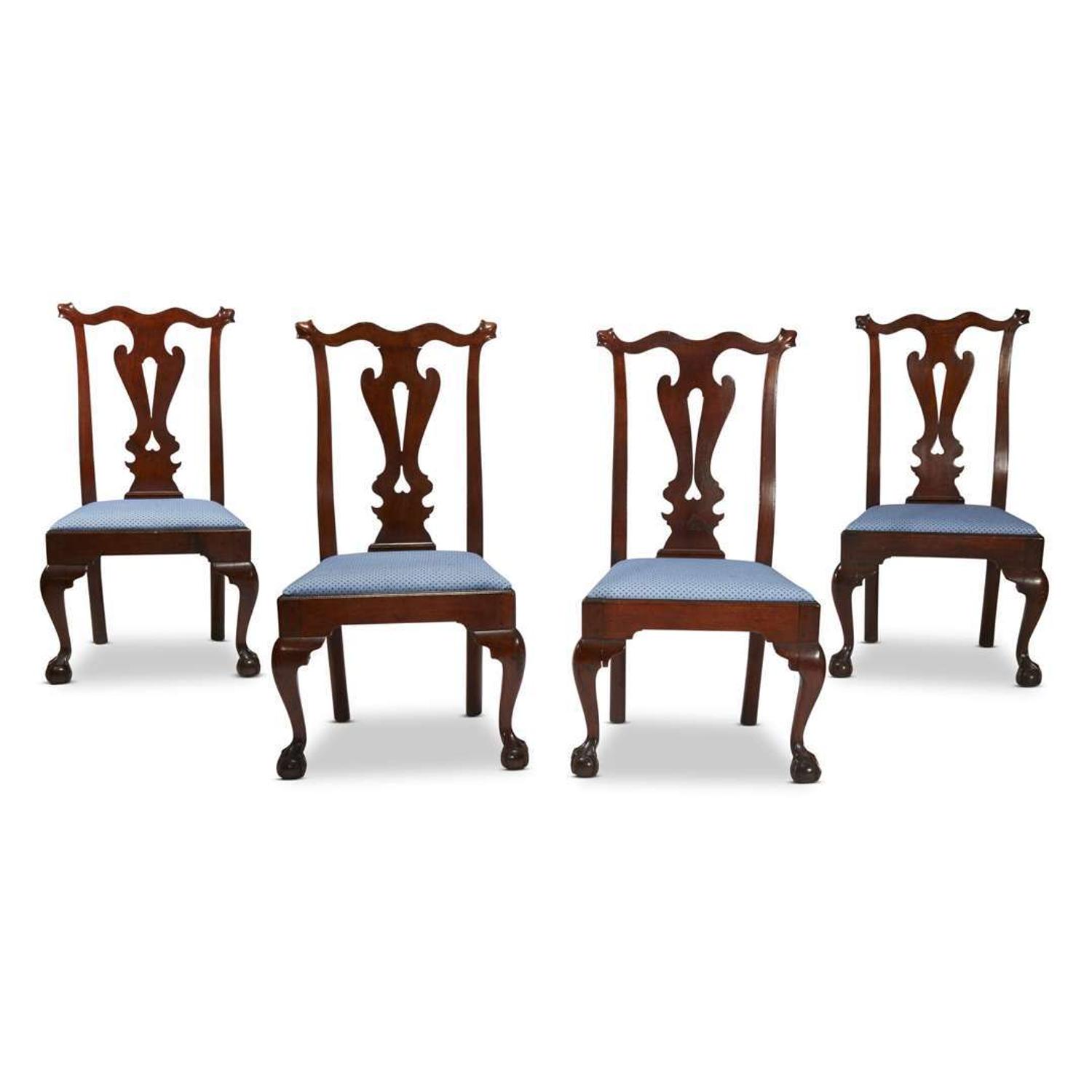 Set of four Chippendale walnut side chairs Delaware Valley, circa 1770