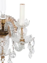 A Pair of Continental Cased and Cut Glass Two Light Sconces