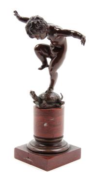 A Continental Bronze Figure, Height overall 7 7/8 inches.