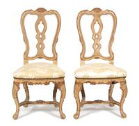 A Set of Twelve Italian Rococo Style Painted Dining Chairs Height 42 1/2 inches. — 19TH CENTURY