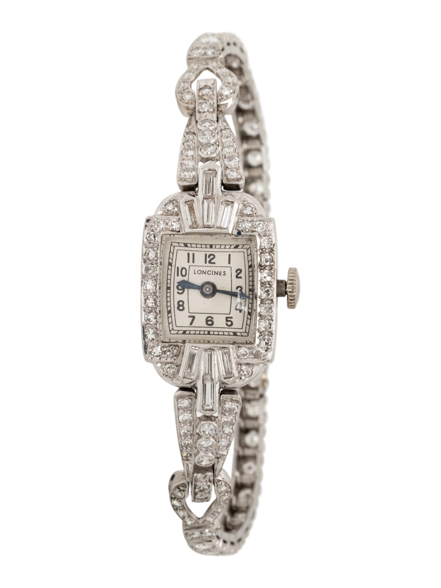 LONGINES, DIAMOND AND PLATINUM WATCH