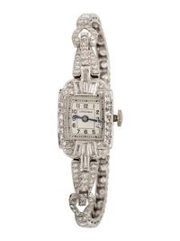 LONGINES, DIAMOND AND PLATINUM WATCH