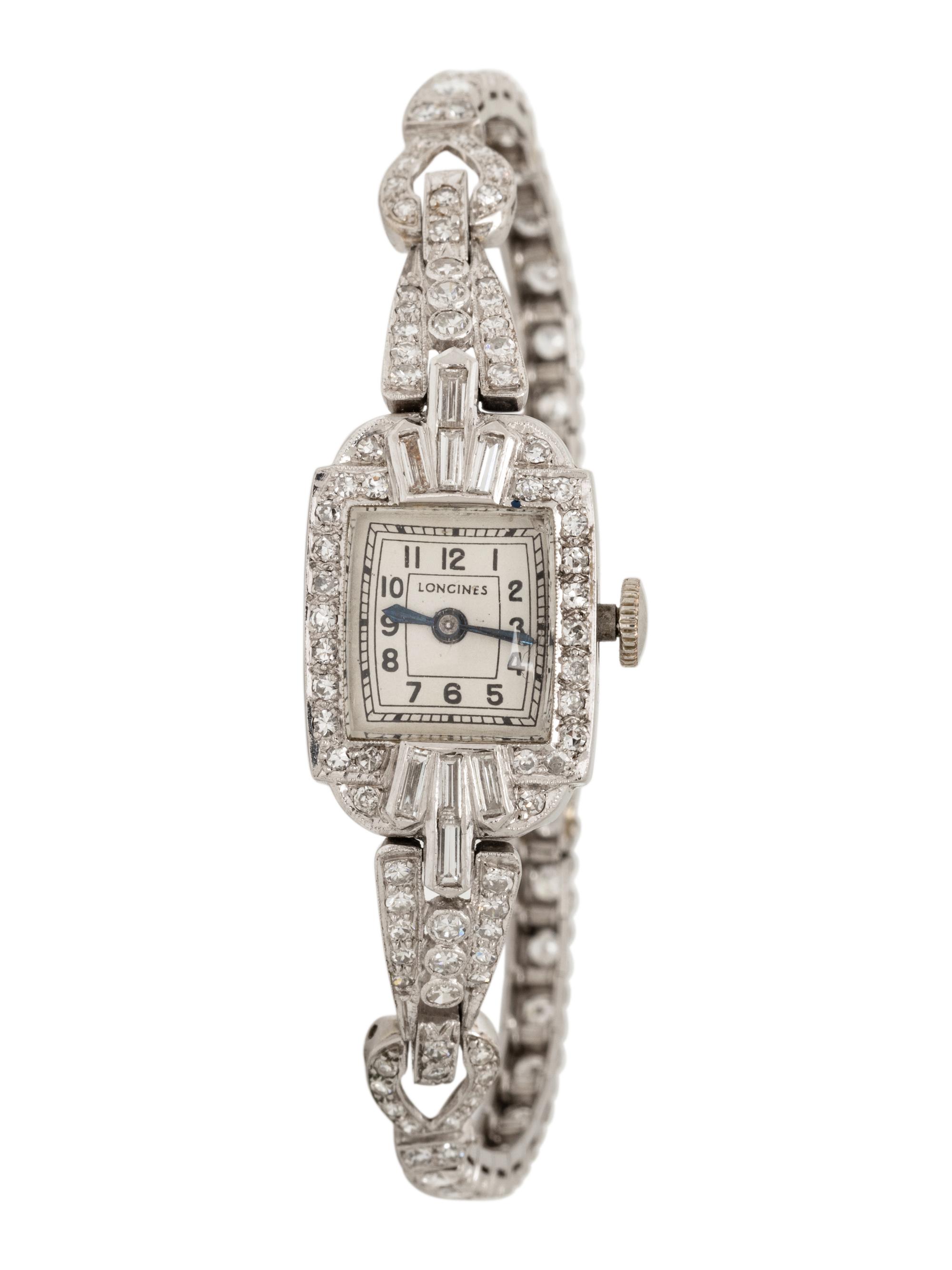 LONGINES, DIAMOND AND PLATINUM WATCH