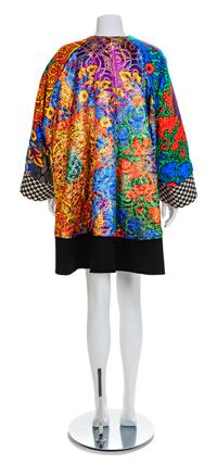 Versace Multicolor, Black and White Swing Coat, 1990s No size label