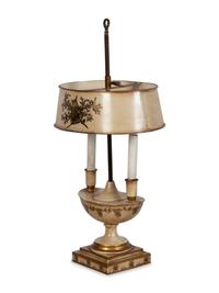 A Painted Tole Two-Light Lamp