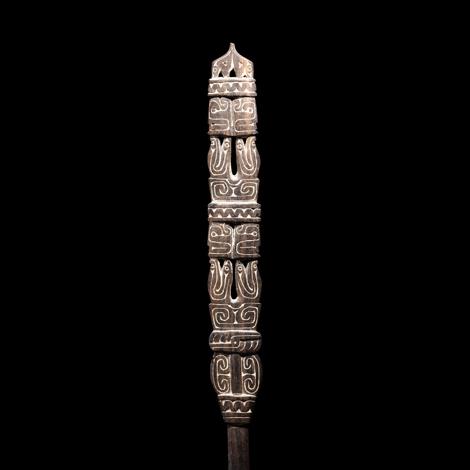 An Indonesian Wood Kris Knife and an Oceanic Wood Lime Spatula