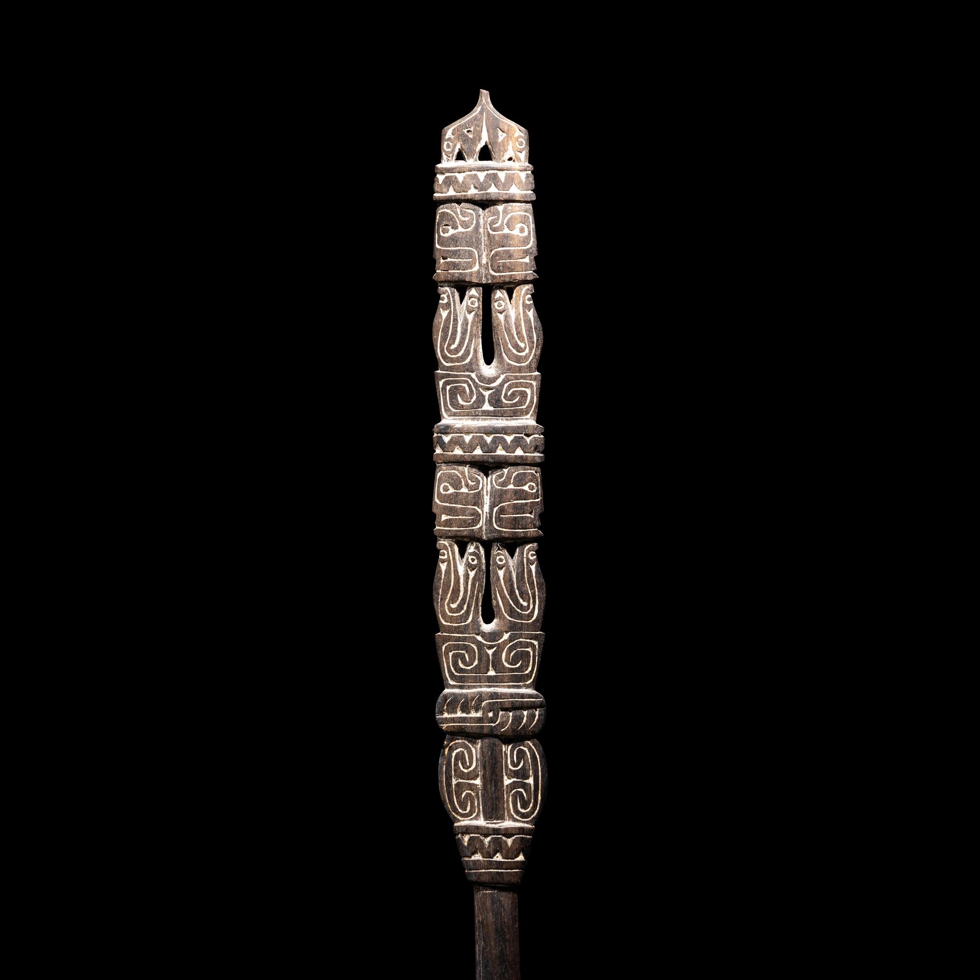 An Indonesian Wood Kris Knife and an Oceanic Wood Lime Spatula
