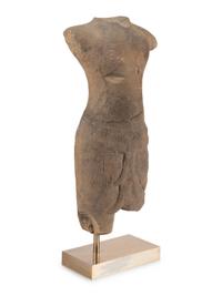 A Khmer Sandstone Torso of a Male Deity