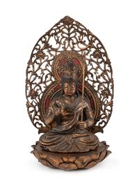 A Large Gilt Wood Figure of Kannon