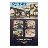 [TRAVEL POSTERS]. A group of 2 Scandinavian Airline posters, incl. Winter in Sweden .