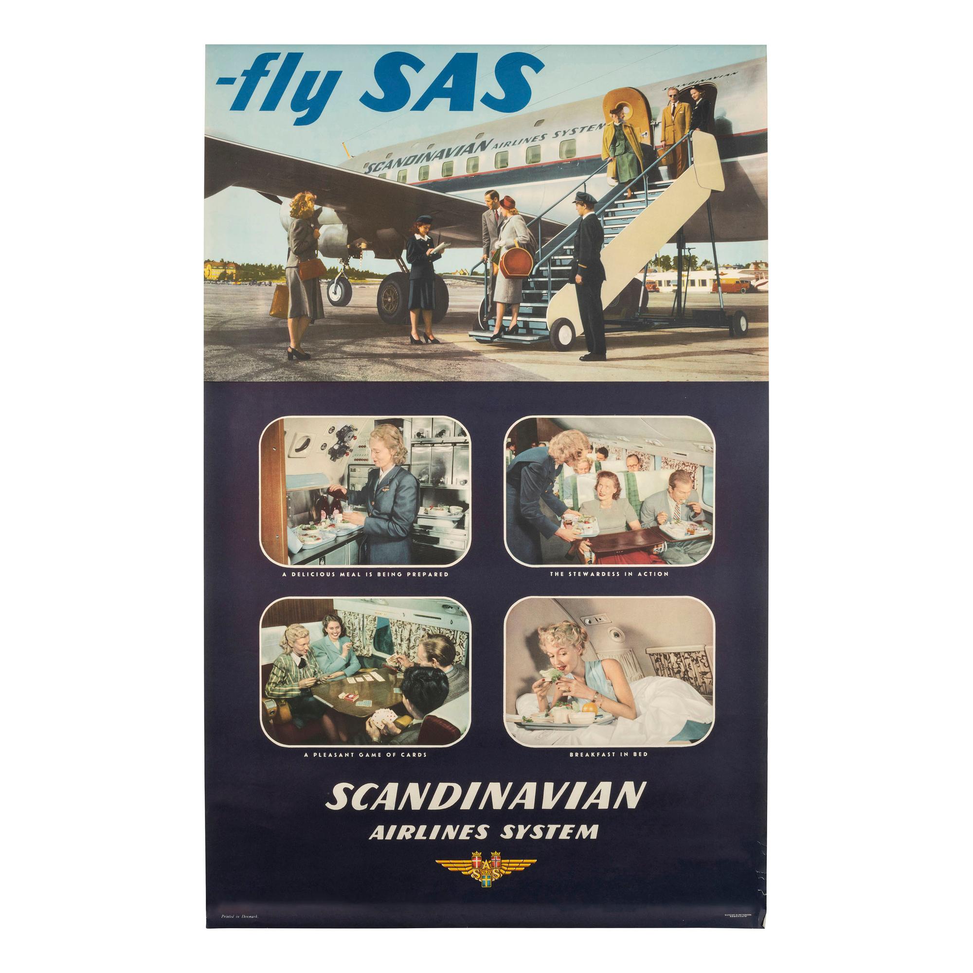 [TRAVEL POSTERS]. A group of 2 Scandinavian Airline posters, incl. Winter in Sweden .