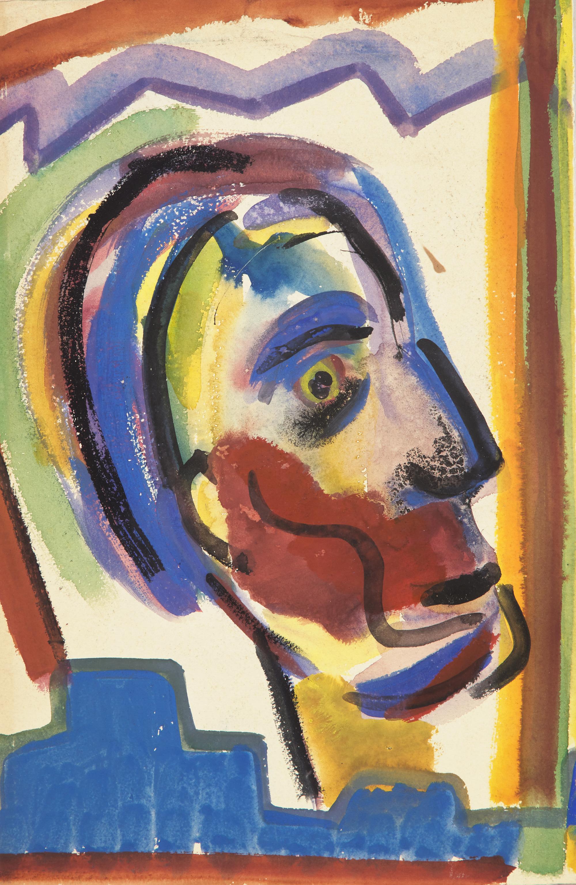 Three Works: Portrait of a Man Facing Right; together with Portrait of an Open-Mouthed Man; and Portrait of a Man Facing Left, 1949 (3)