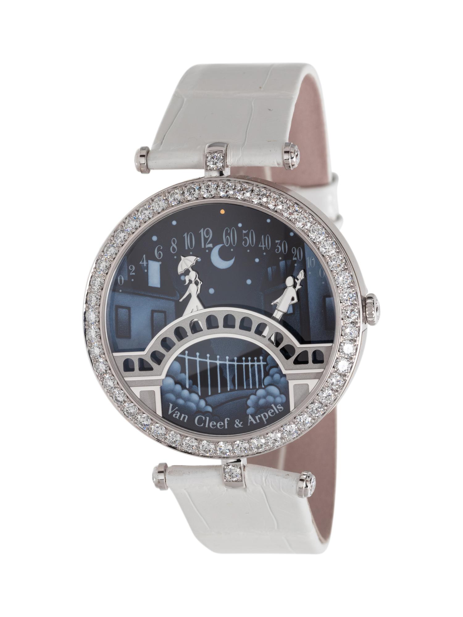 VAN CLEEF & ARPELS, REF. VCARO8TY00 18K WHITE GOLD 'PONT DES AMOUREUX' WATCH