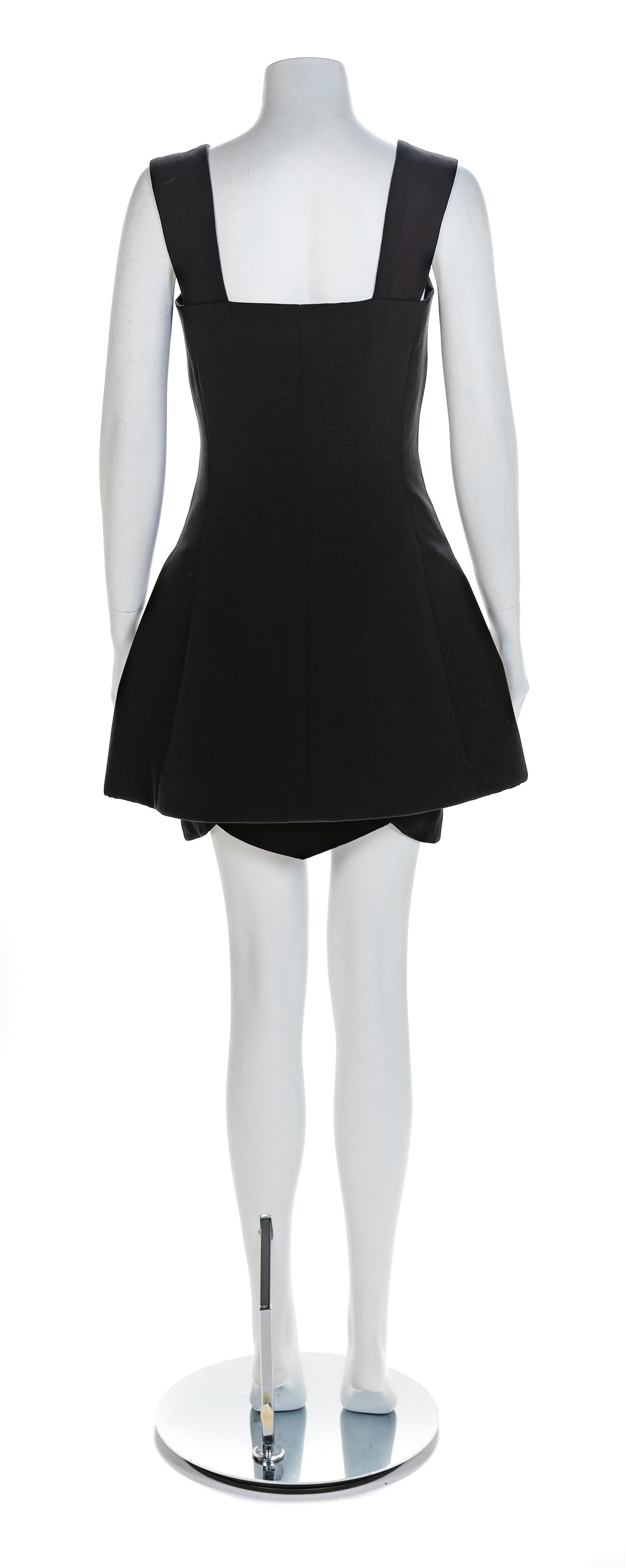 Atelier Versace Black Sleeveless Top with Crown Tassel and Black Tulip Skirt, 1990s No size label