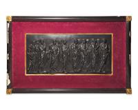 A Framed Wedgwood Basalt Roman Procession Panel
