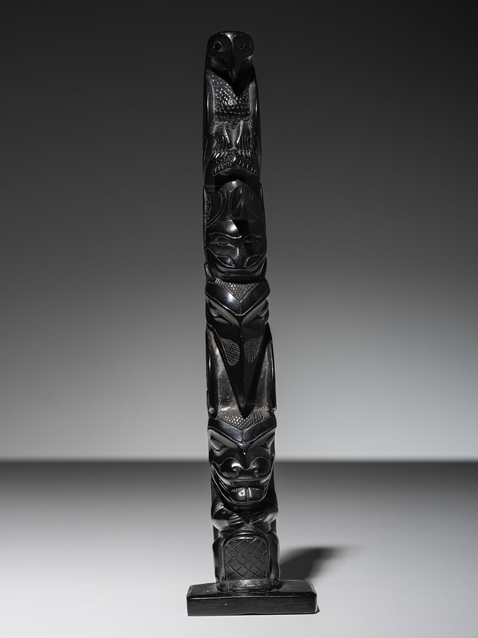 Haida Argillite Model Totem Pole
