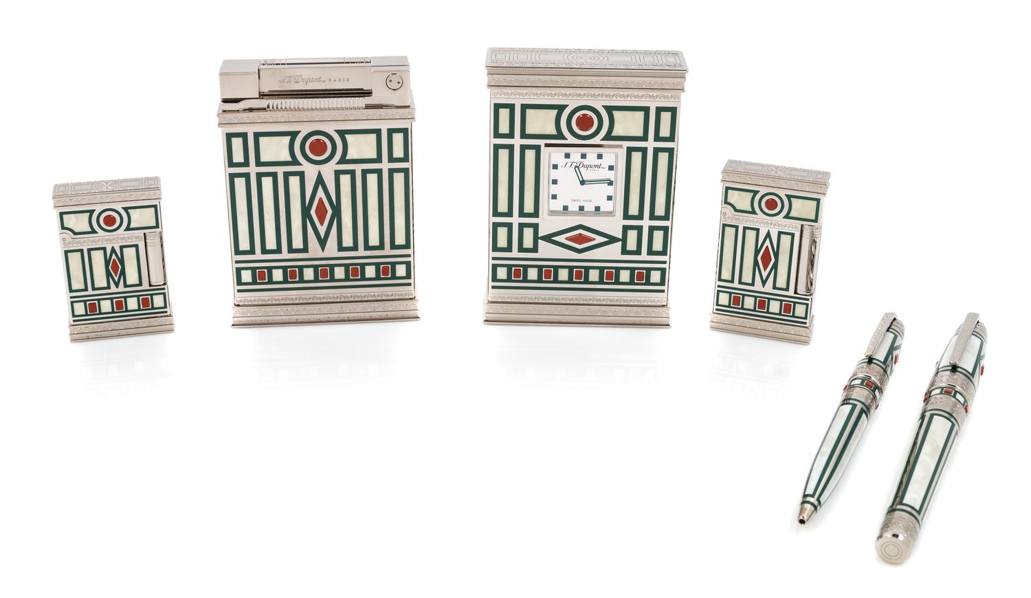 An S.T. Dupont Medici Six-Piece Pen and Lighter Set