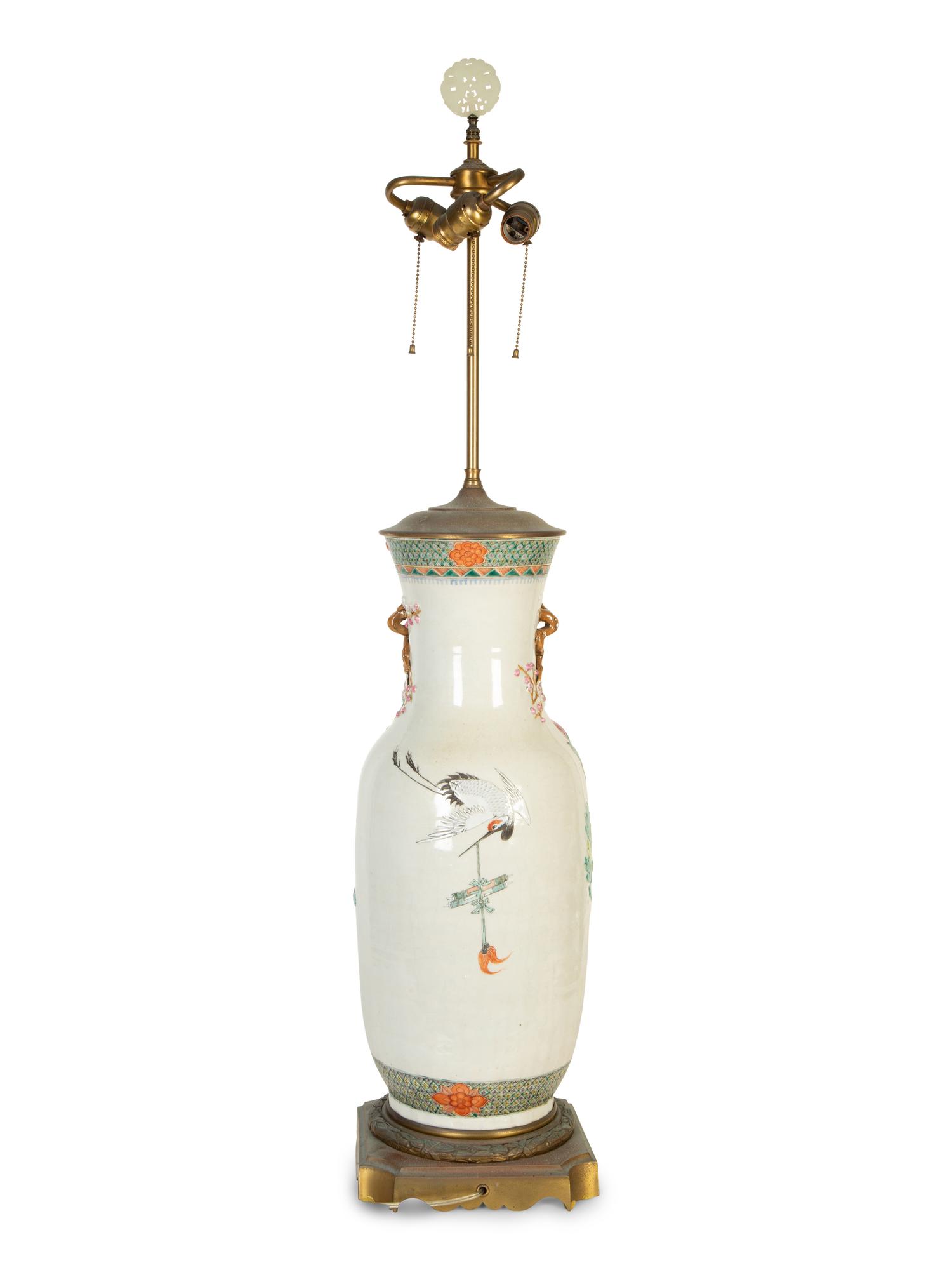 A Large Pair of Chinese Export Molded Porcelain Table Vases — 19th/20th Century