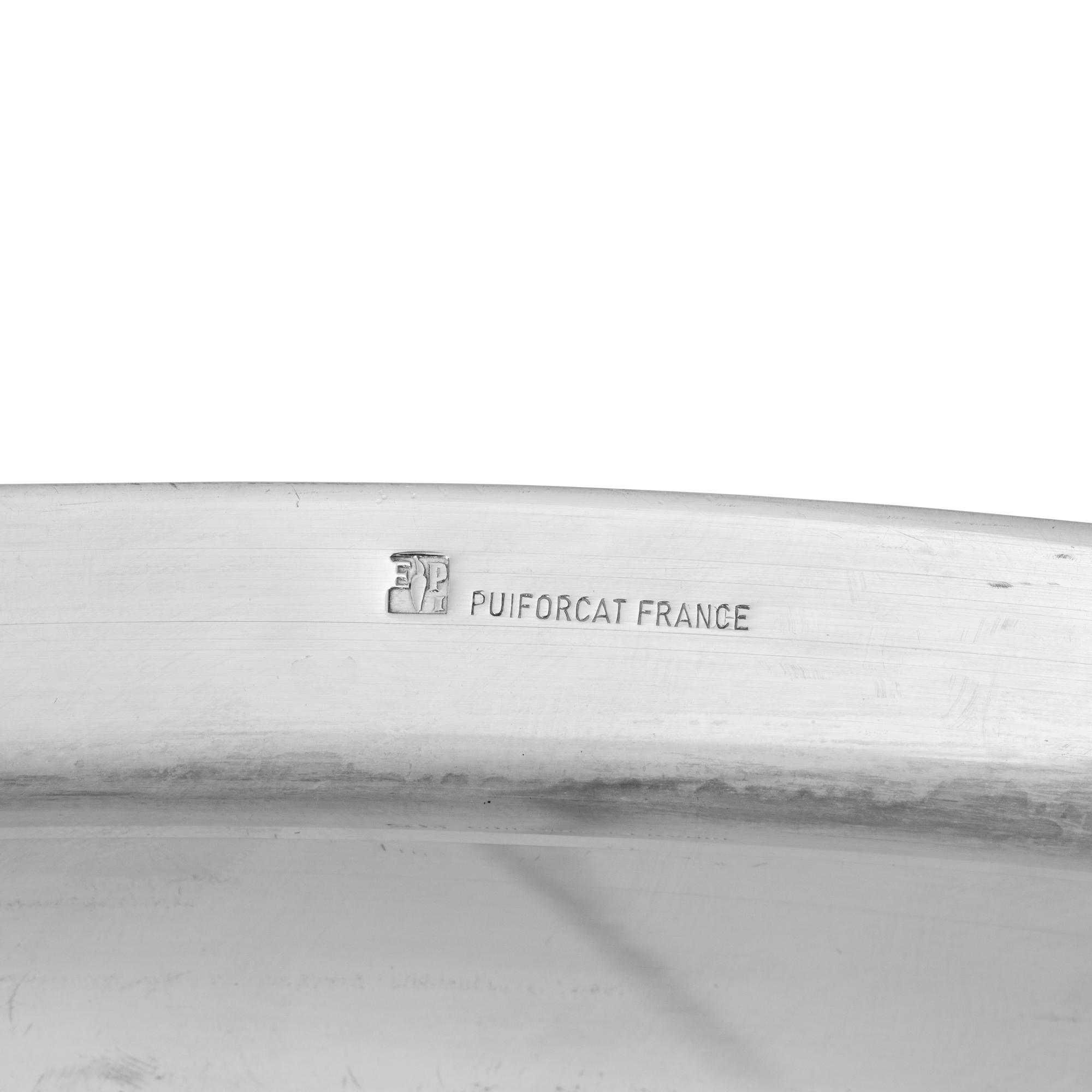 Three Puiforcat Silver-Plate Serving Trays