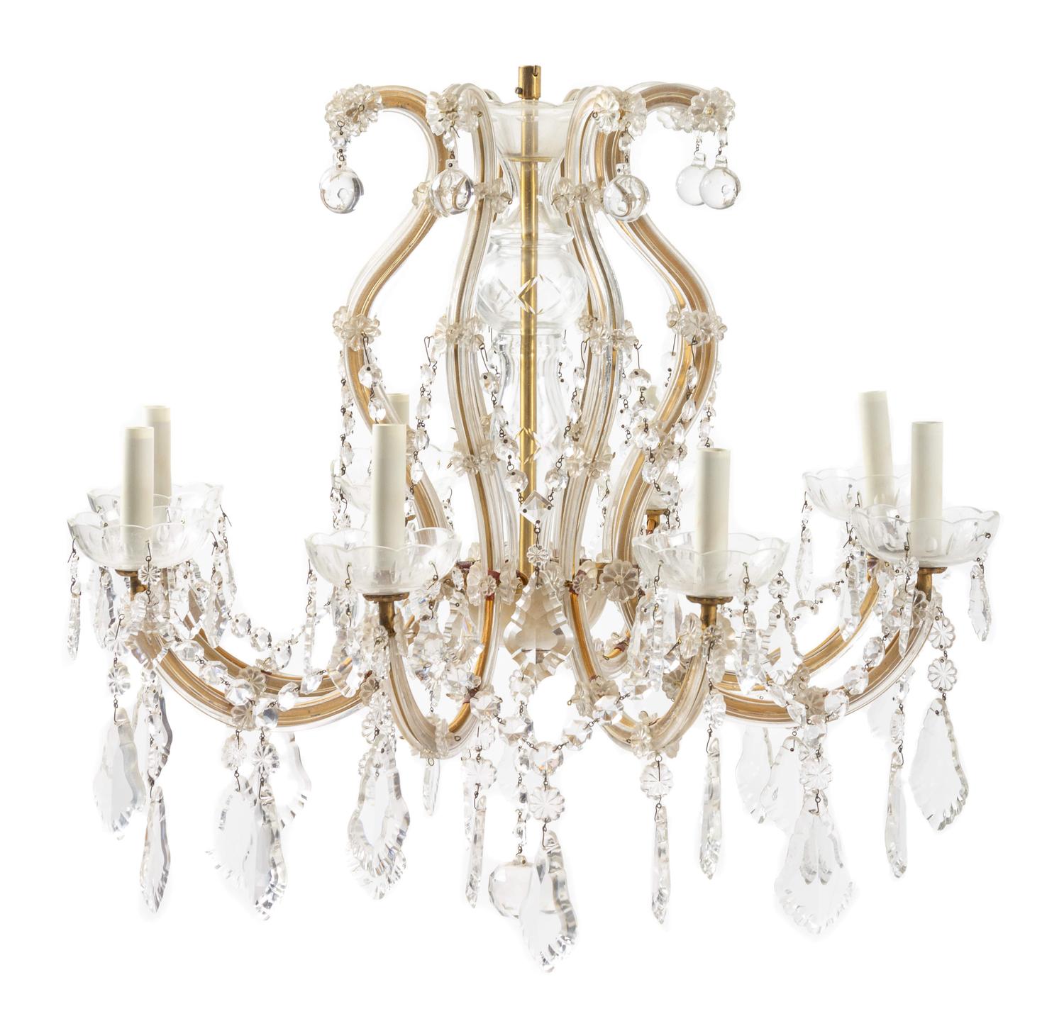 APPROVED FOR DONATION A Continental Cased Glass Chandelier