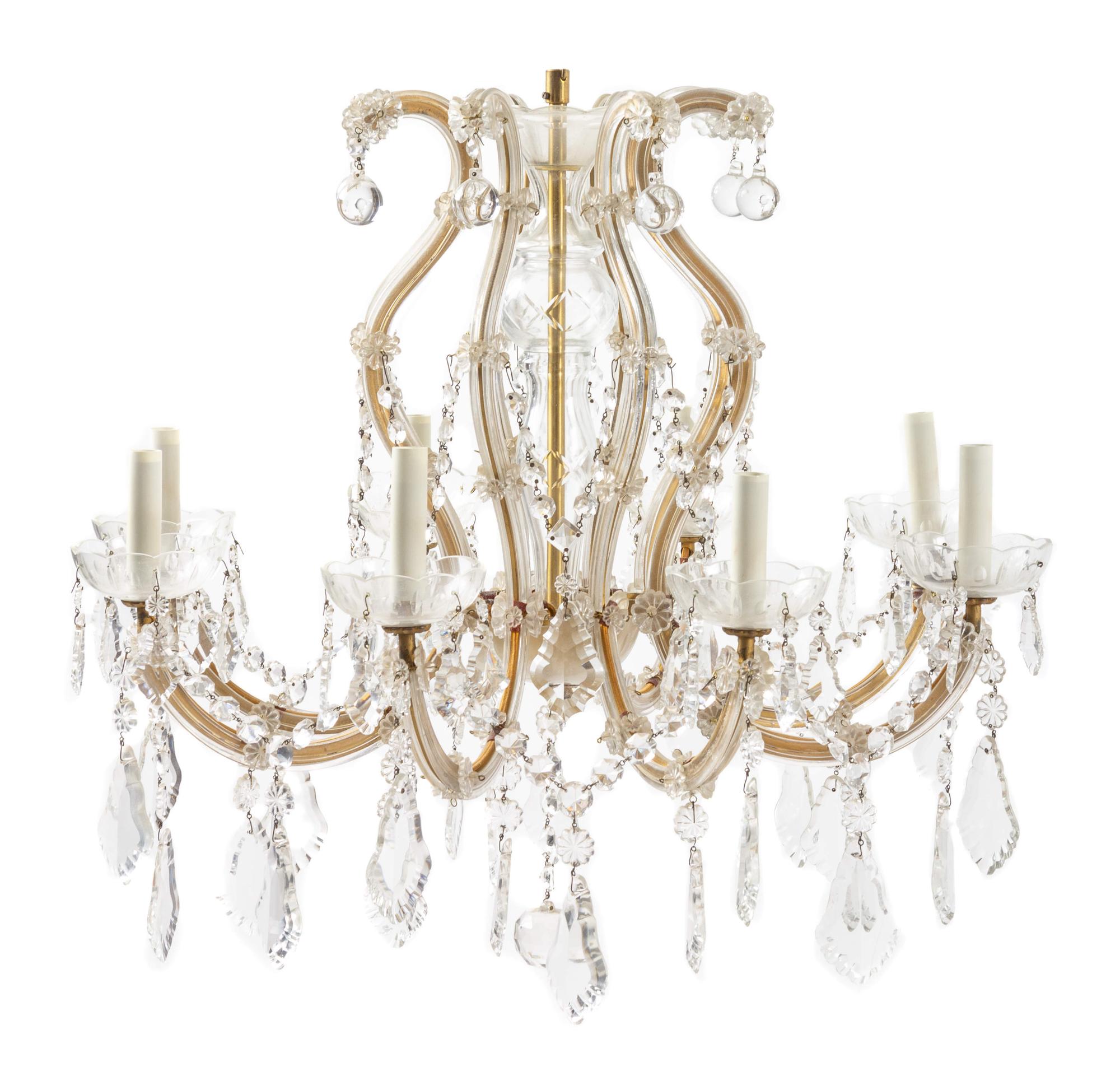APPROVED FOR DONATION A Continental Cased Glass Chandelier