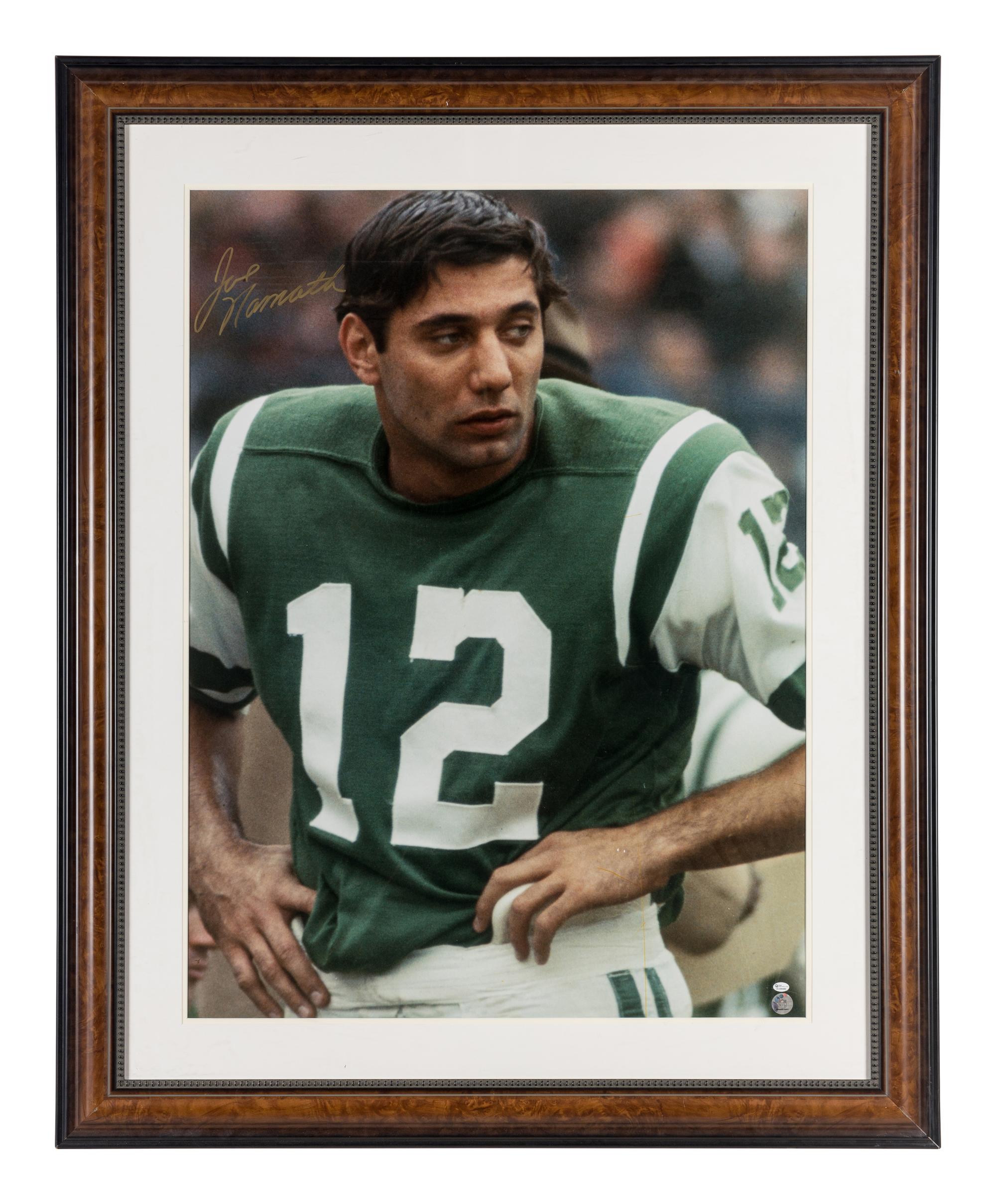 A Joe Namath Signed Autograph Large Format New York Jets Photograph (Online Authentics Sticker),