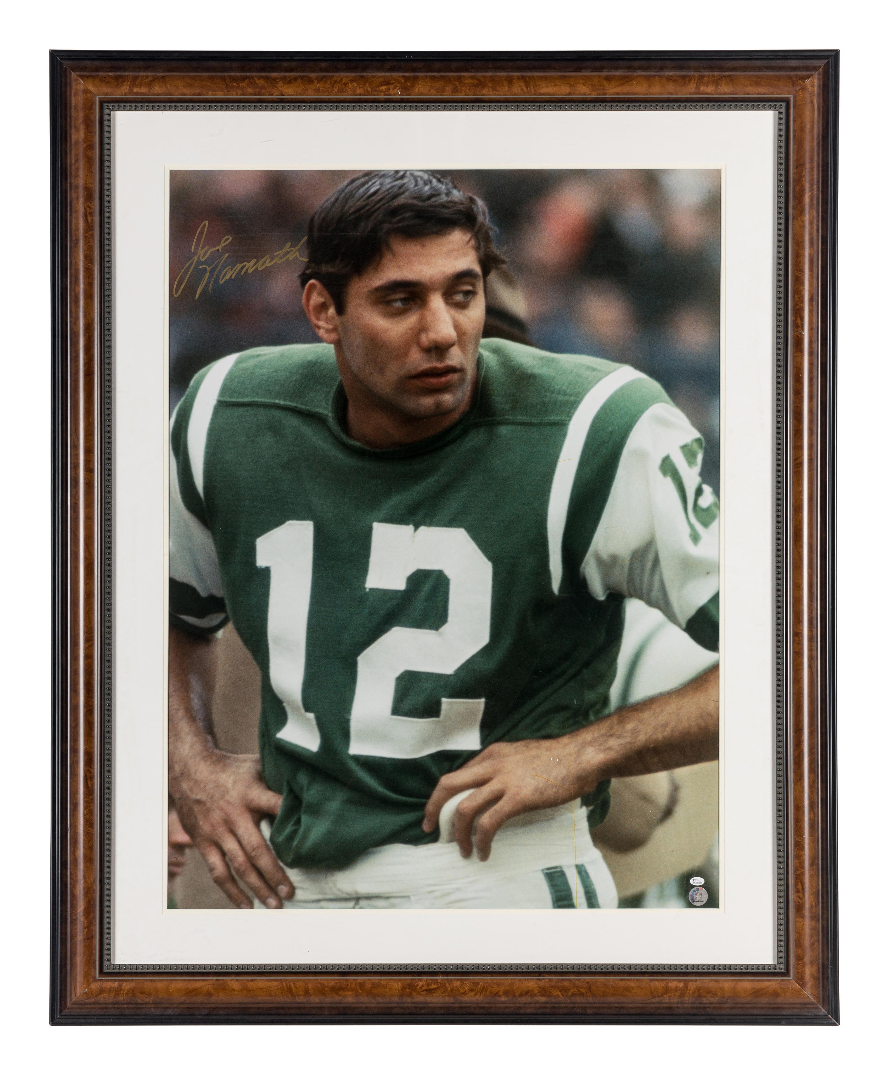 A Joe Namath Signed Autograph Large Format New York Jets Photograph (Online Authentics Sticker),