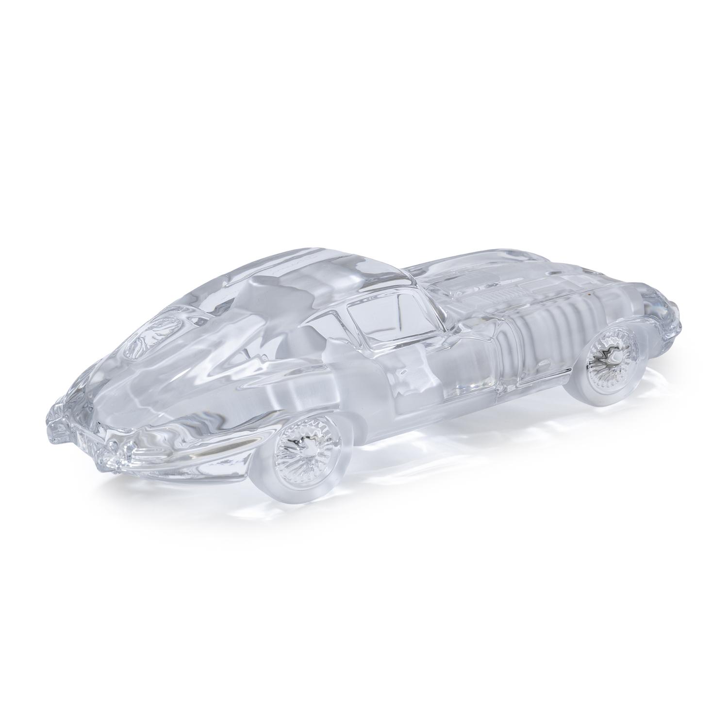 Daum Colorless Glass Model of an E-Type Jaguar