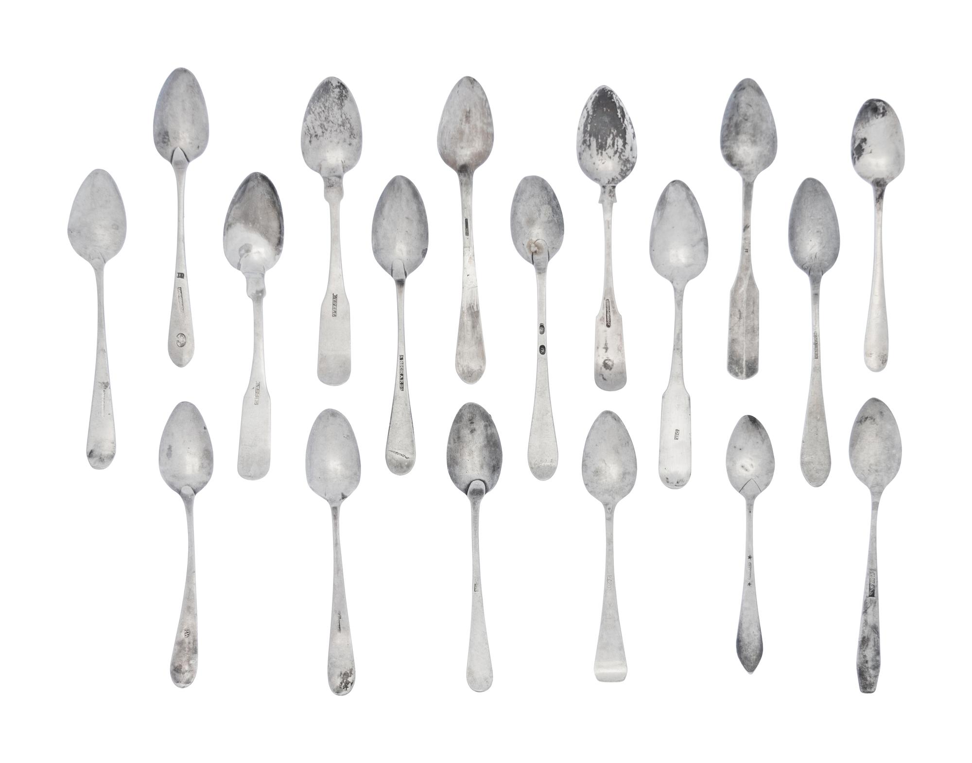 A Collection of American Silver Teaspoons