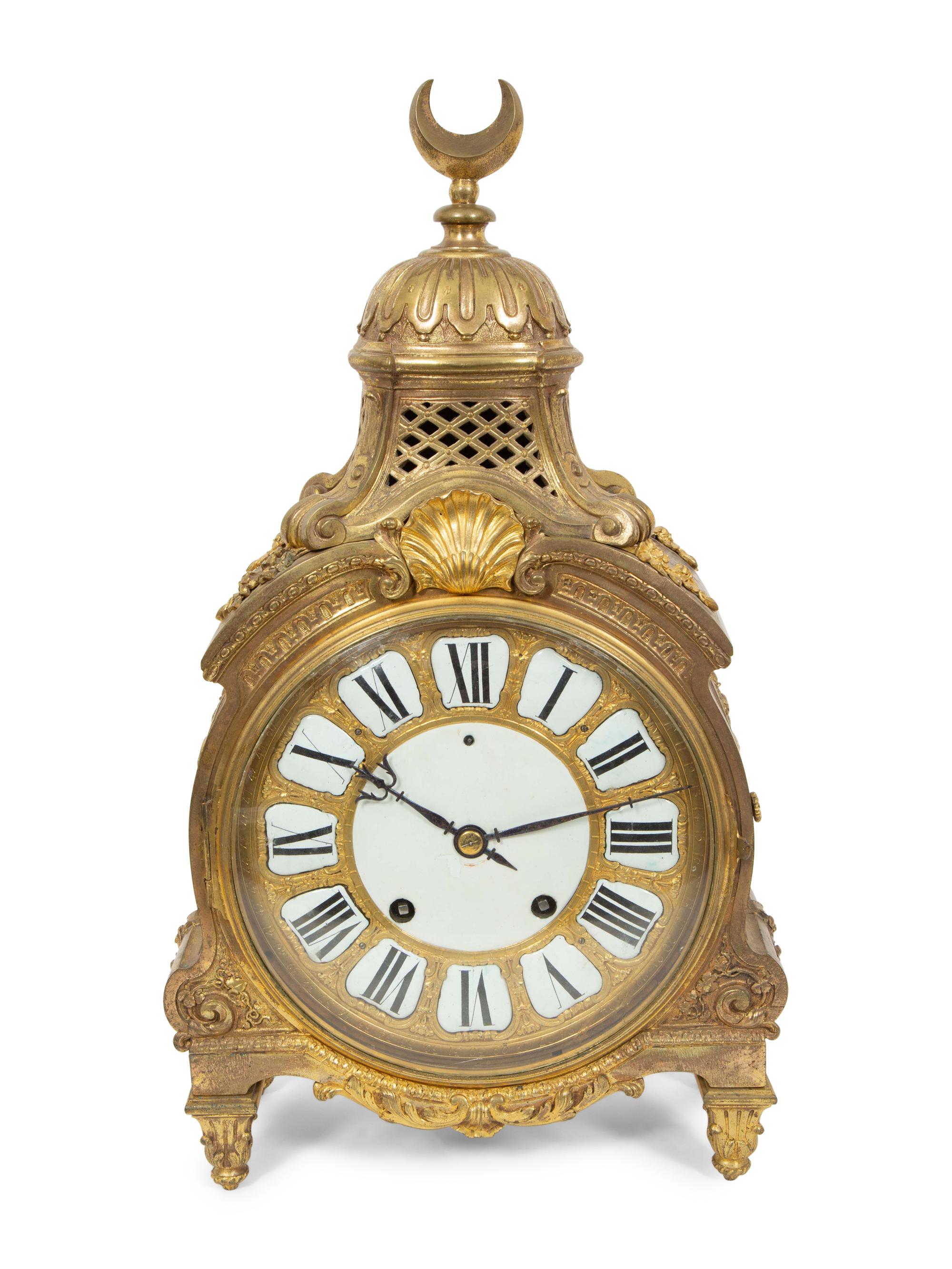A Louis XV Gilt Bronze Quarter Repeating Table Clock for the Middle Eastern Market