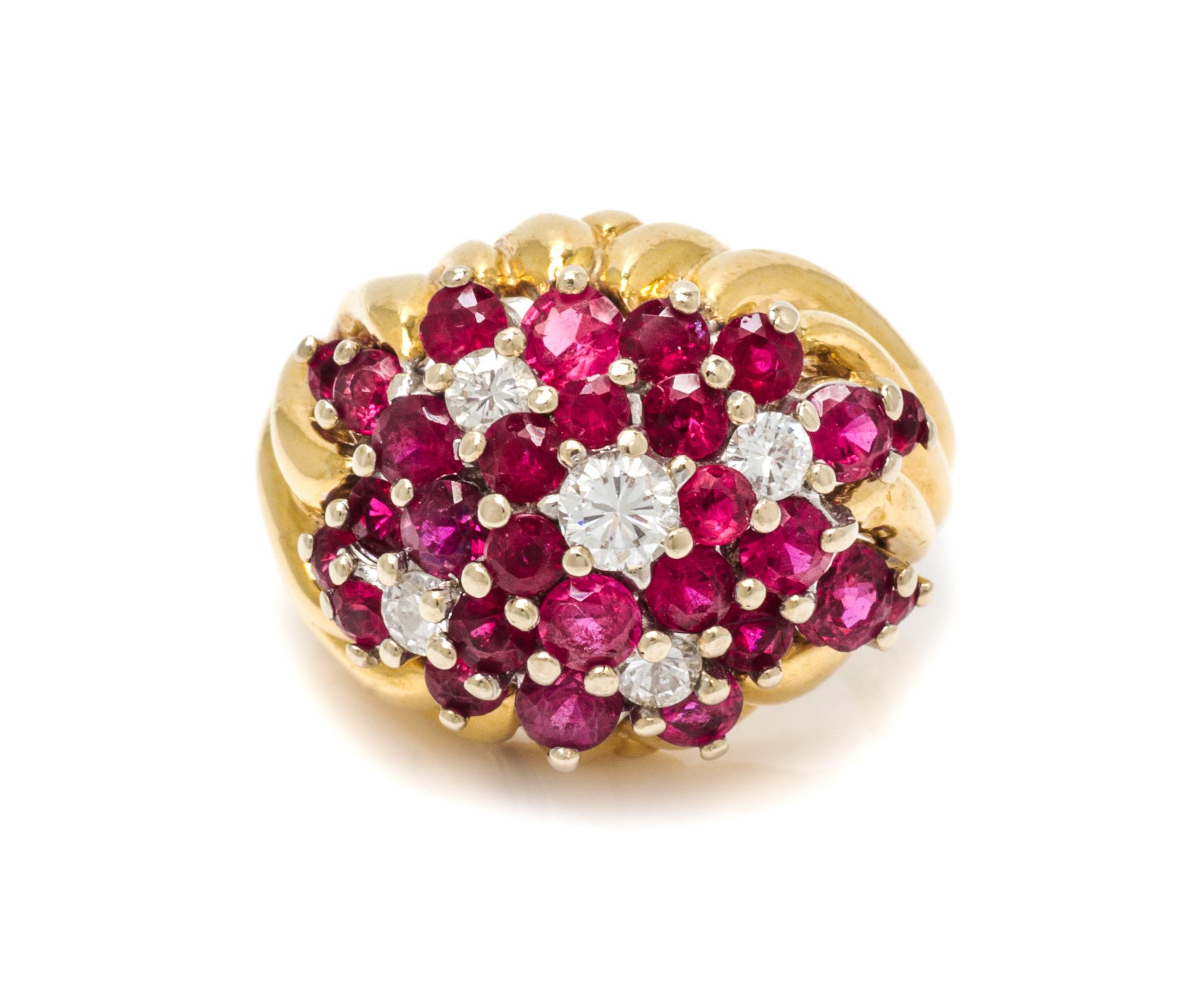 An 18 Karat Yellow Gold, Diamond and Ruby Ring, 11.70 dwts.