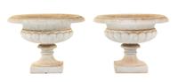 A Pair of Italian Style Marble Urns Height 15 1/4 x width 19 1/2 inches. — FIRST HALF 20TH CENTURY