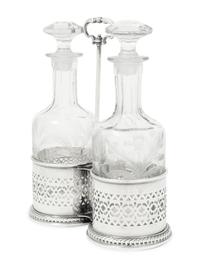 An American Silver Two-Bottle Caddy