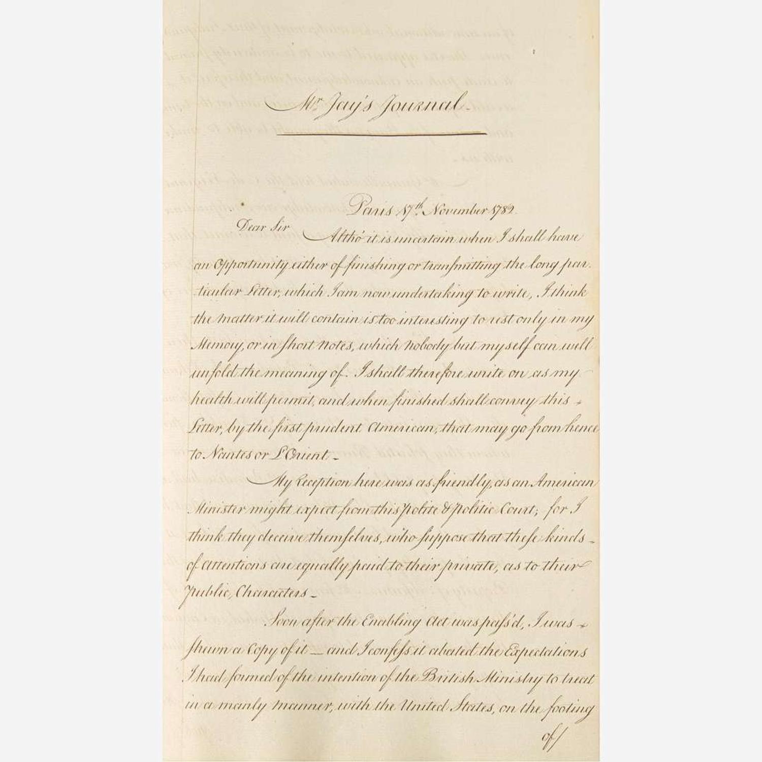 [Americana] [Treaty of Paris] [Franklin, Benjamin, and John Adams, and John Jay, et al.] Contemporary Manuscript Letterbook of the Peace Negotiations between the United States and Great Britain