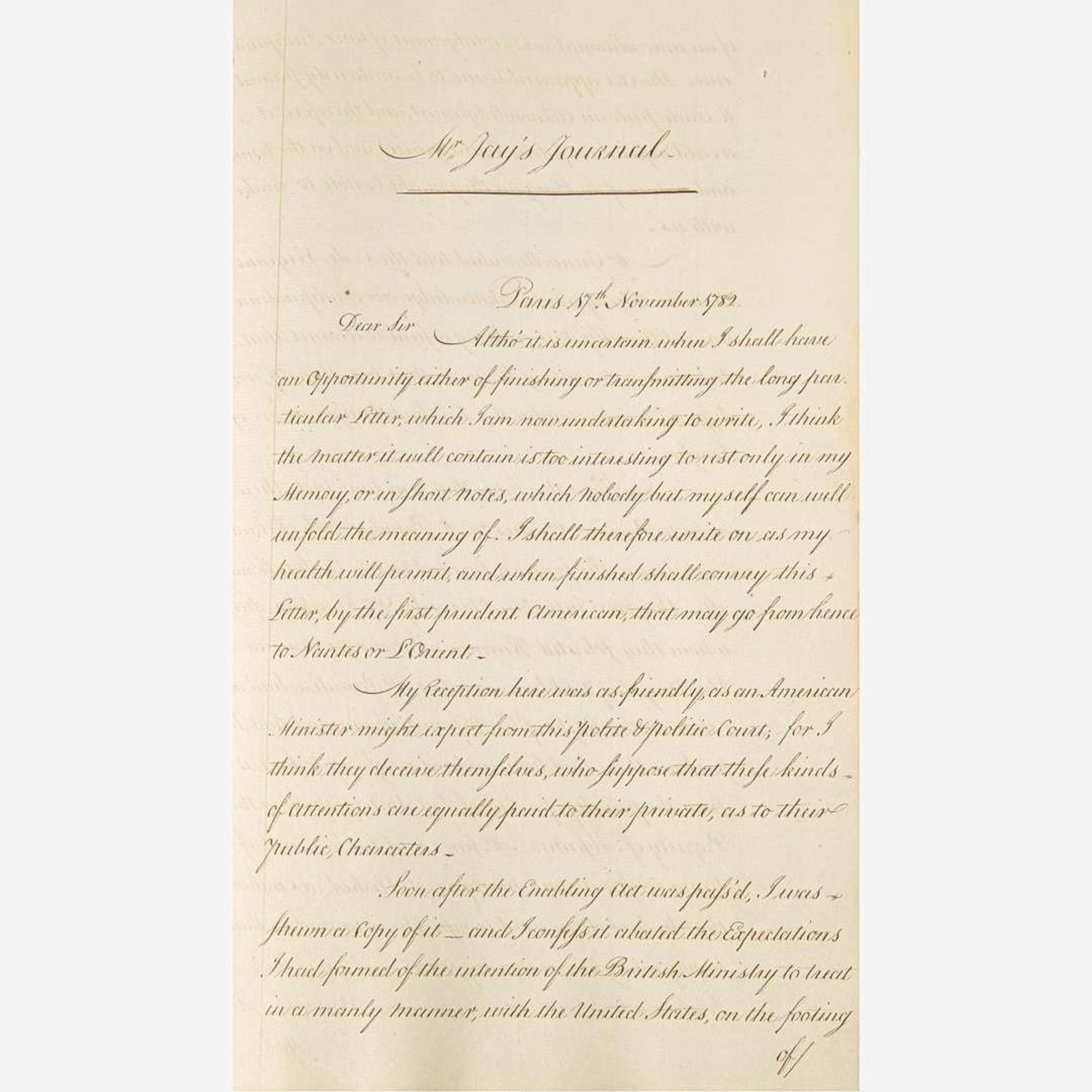 [Americana] [Treaty of Paris] [Franklin, Benjamin, and John Adams, and John Jay, et al.] Contemporary Manuscript Letterbook of the Peace Negotiations between the United States and Great Britain