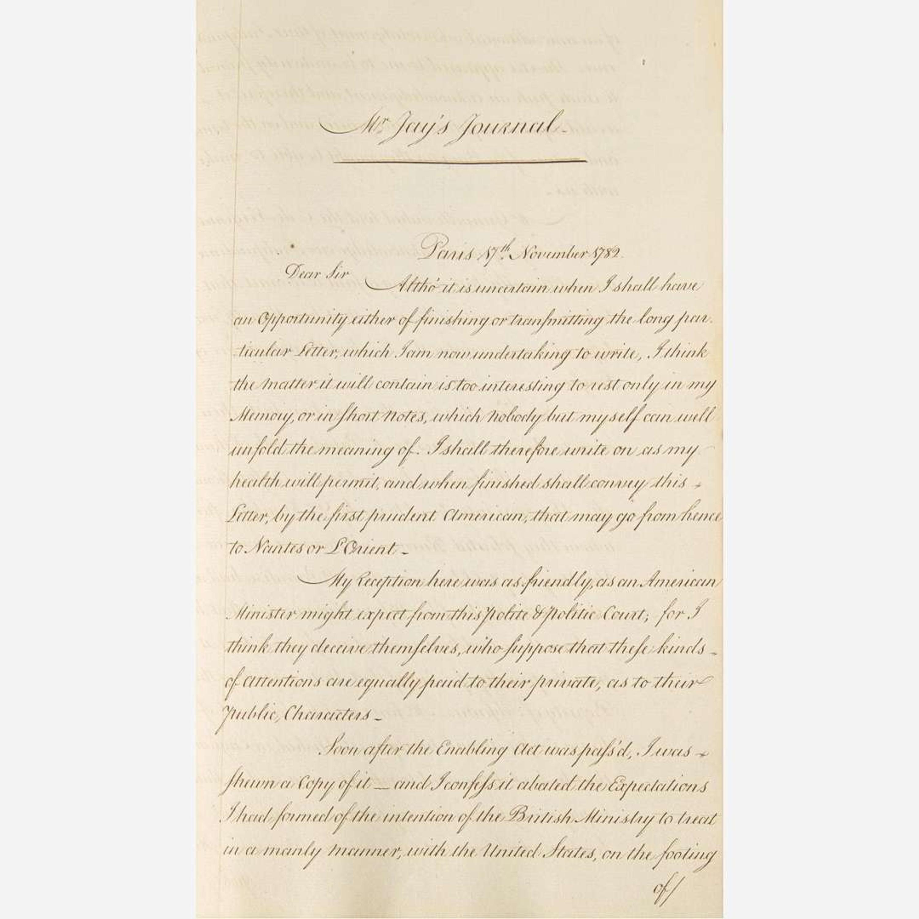 [Americana] [Treaty of Paris] [Franklin, Benjamin, and John Adams, and John Jay, et al.] Contemporary Manuscript Letterbook of the Peace Negotiations between the United States and Great Britain