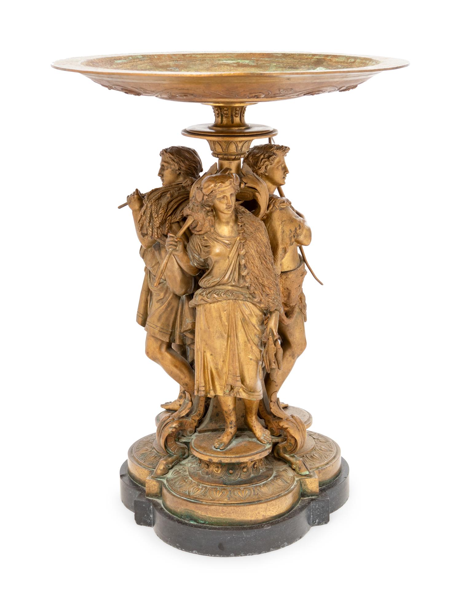 A Continental Bronze Figural Tazza