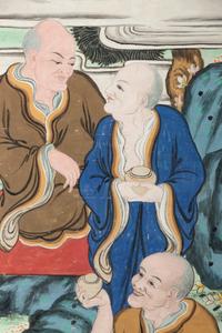 A Set of Four Chinese Export Paintings of Luohans