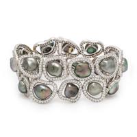 Baroque Cultured Gray Pearl and Diamond Bracelet