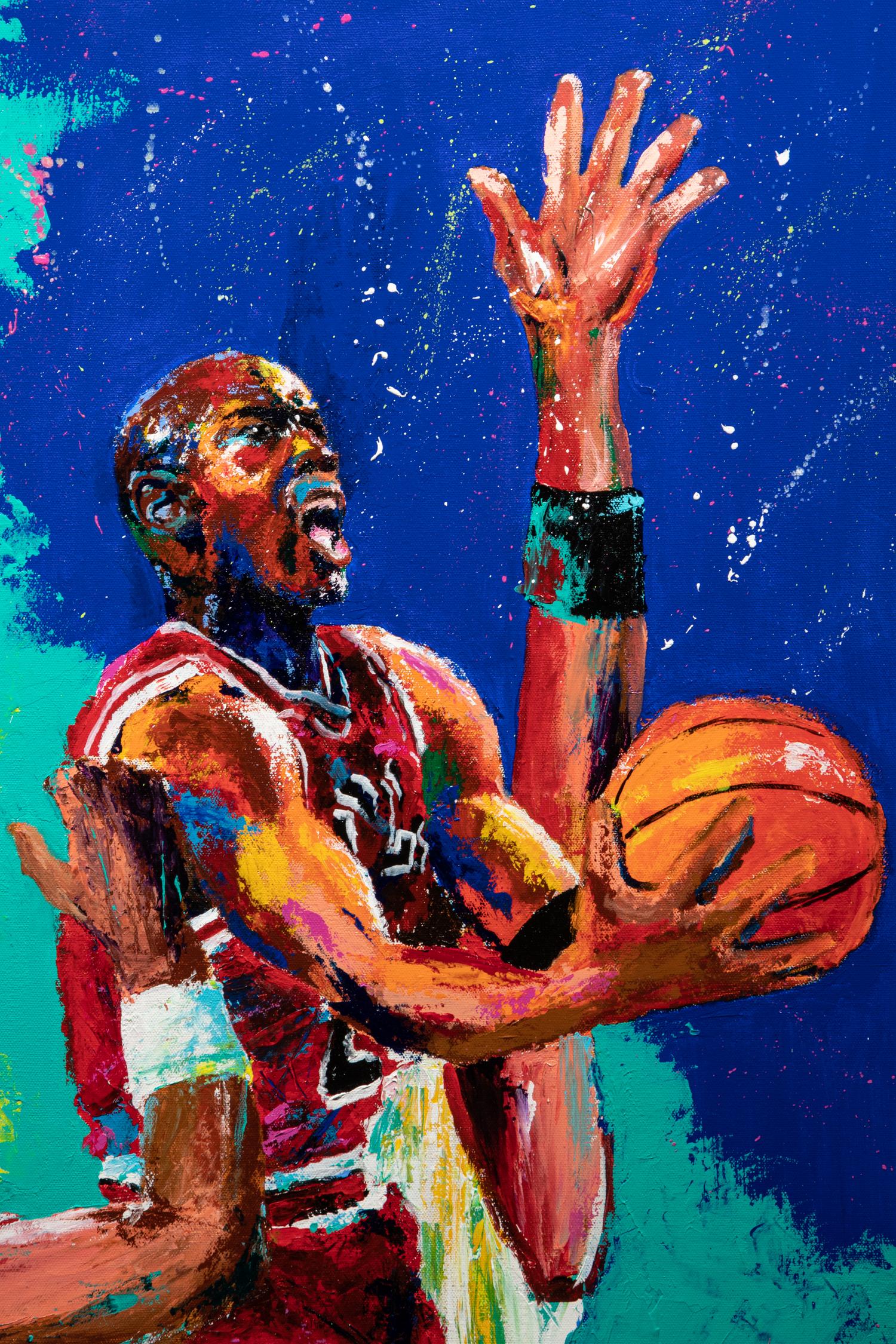 A Michael Jordan Chicago Bulls Signed Autograph Original Al Sorenson Painting (Upper Deck Authenticated)