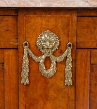 A Louis XVI Style Gilt Bronze-Mounted Burlwood Marble-Top Serving Cabinet