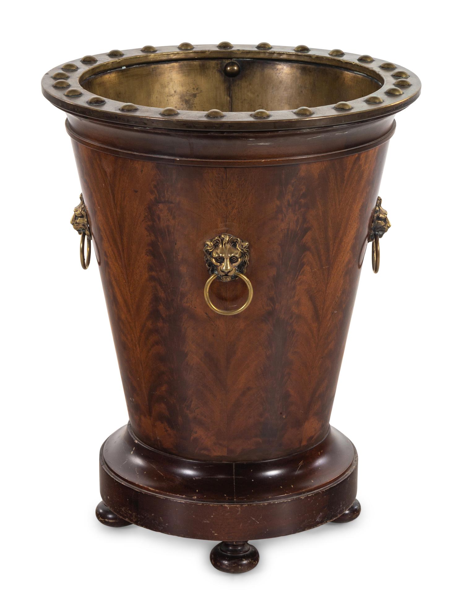 An Edwardian Brass Mounted Mahogany Log Bucket