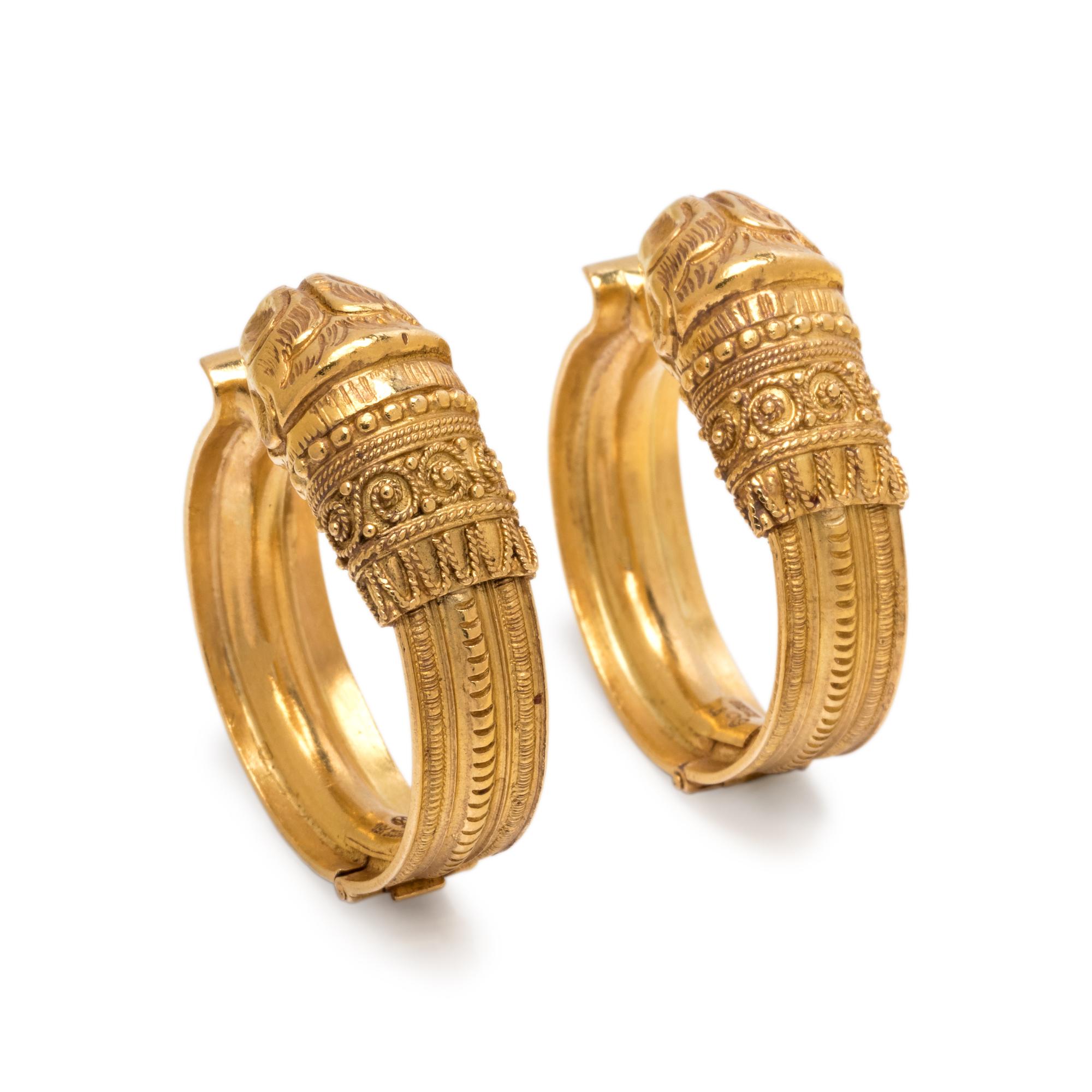 LALAOUNIS, YELLOW GOLD HOOP EARRINGS