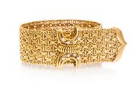 A Vintage Yellow Gold and Diamond Belt Bracelet, 54.50 dwts.