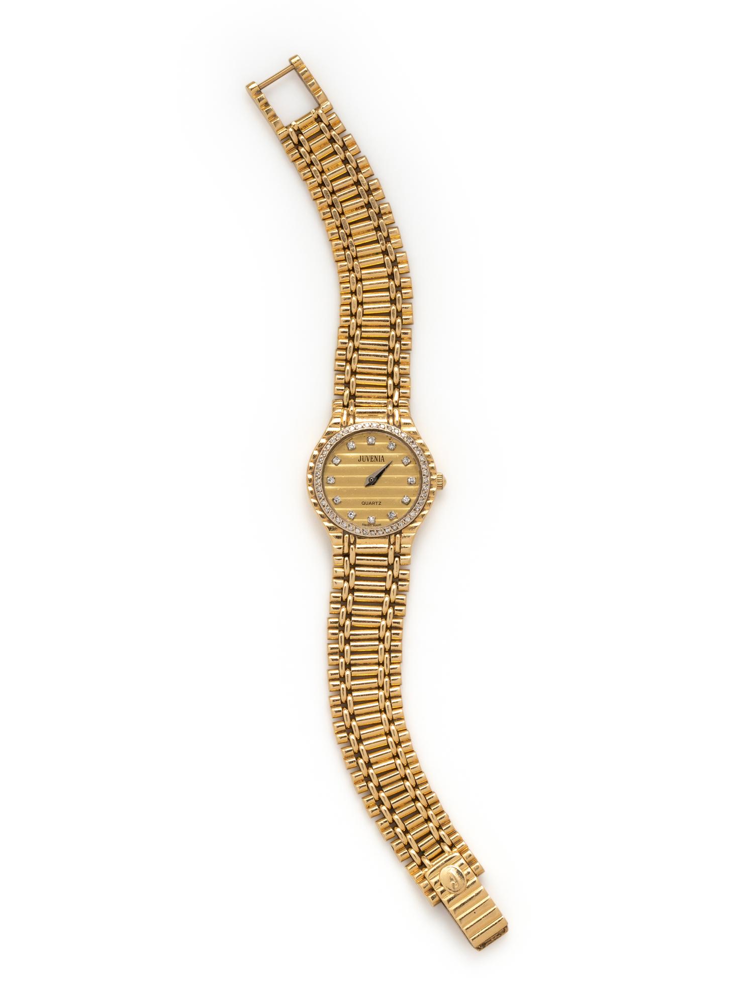 JUVENIA, 18K YELLOW GOLD AND DIAMOND WATCH