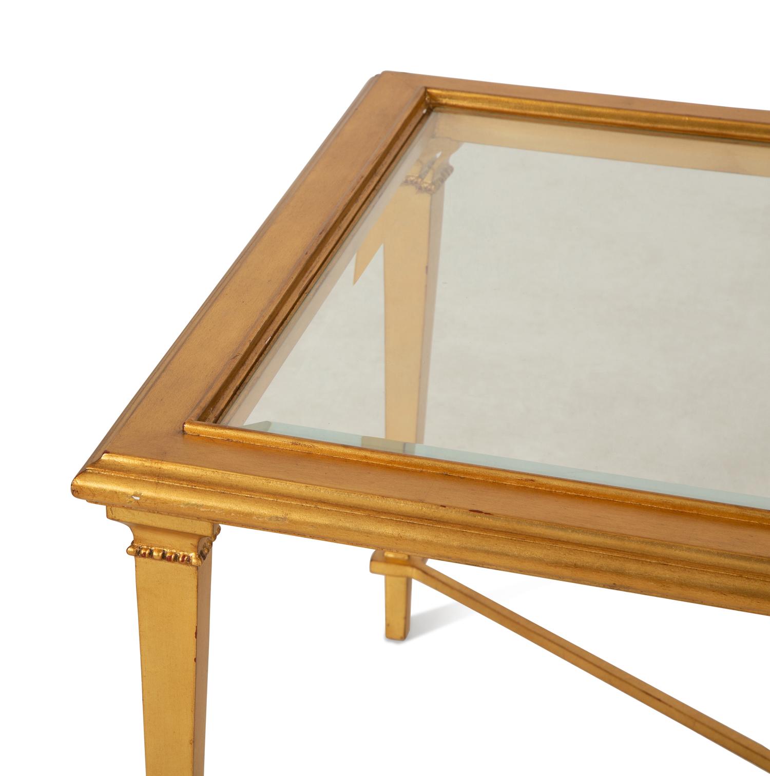 A Neoclassical Style Gilt Painted Coffee Table with Inset Glass Top — 20th Century