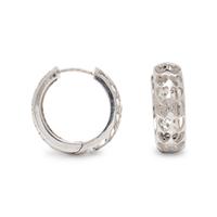 DIAMOND AND WHITE GOLD HEART MOTIF HOOP EARRINGS